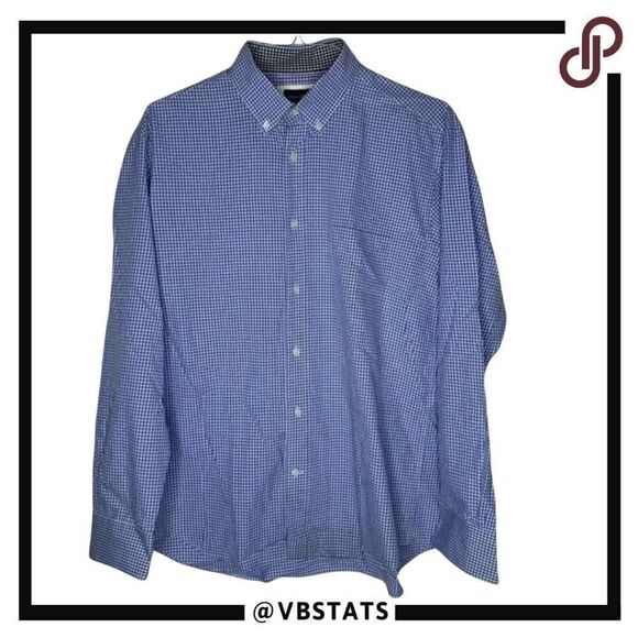 Eden Park Paris XL Blue and White Gingham LS Button Down‎ Shirt - Picture 1 of 9